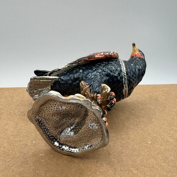 Enamel Eagle Trinket Box Jewel Eyes Magnetic Hinged 4" America Wildlife - Picture 10 of 10